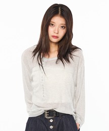 WISH FOR EVER(EBbVtH[Go[)SHEER HENRY NECK LONG SLEEVE PULLOVER / VA[w[lbNOX[uvI[o[(TVc/Jbg\[)