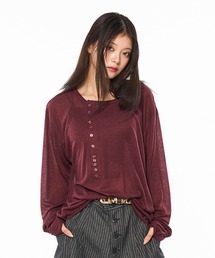 WISH FOR EVER(EBbVtH[Go[)SHEER HENRY NECK LONG SLEEVE PULLOVER / VA[w[lbNOX[uvI[o[(TVc/Jbg\[)