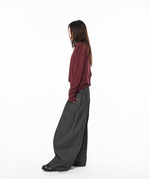 SHEER HENRY NECK LONG SLEEVE PULLOVER / シアーヘンリーネック