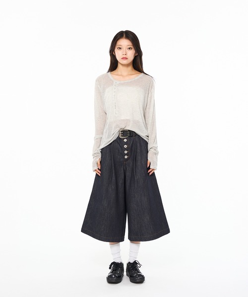 WISH FOR EVER(ウィッシュフォーエバー)の「SHEER HENRY NECK LONG SLEEVE PULLOVER / シアーヘンリーネックロングスリーブプルオーバー(Tシャツ/カットソー・メンズ・ブラック/グレー/ホワイト/ボルドー・SMALL/MEDIUM/LARGE)」の7枚目の写真