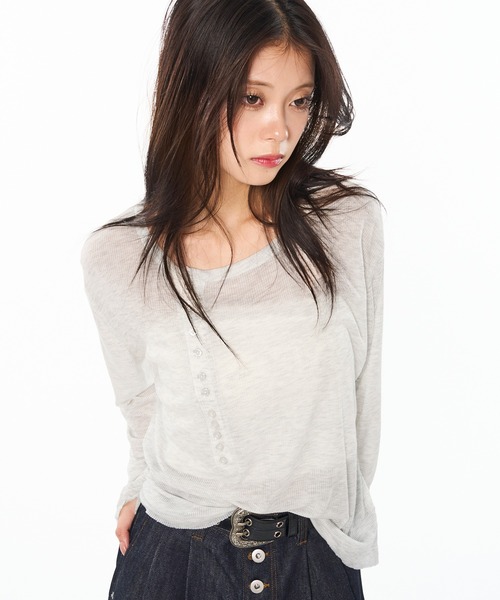 NOBLE 洗える 2way ヘンリーネックシアープルオーバー グレーB toy様NOBLE 洗える 2way ヘンリーネックシアープルオーバー グレーB