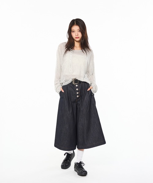 セール】SHEER HENRY NECK LONG SLEEVE PULLOVER / シアーヘンリー