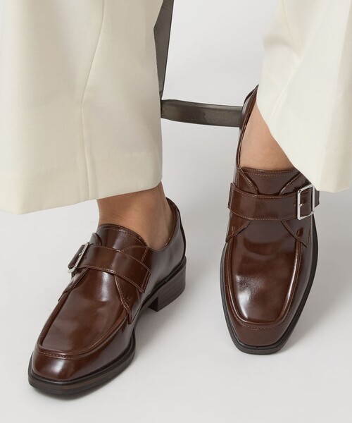 green label relaxing（グリーンレーベルリラクシング）の「スクエア モンク ストラップ シューズ / モンクシューズ 撥水（ドレスシューズ・レディース・ブラック/ブラウン系・M/L/S）」の5枚目の写真
