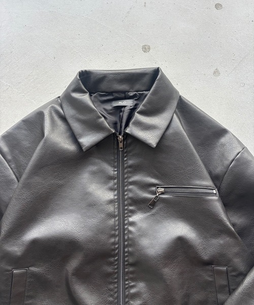 MandO(エムオー)(エムオー)の「ヴィンテージライクジップ合皮ブルゾン(ブルゾン・メンズ・ブラック・LARGE/MEDIUM)」の10枚目の写真