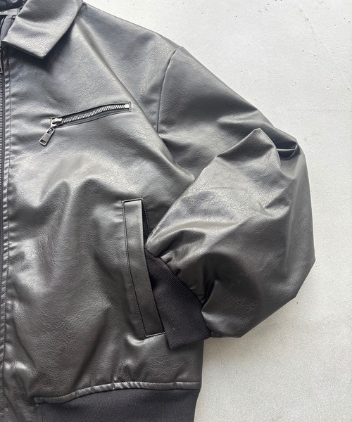 MandO(エムオー)(エムオー)の「ヴィンテージライクジップ合皮ブルゾン(ブルゾン・メンズ・ブラック・LARGE/MEDIUM)」の11枚目の写真