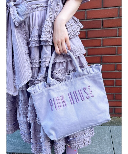 PINK HOUSE（ピンクハウス）の「ロゴ刺繍フリルバッグ（トートバッグ