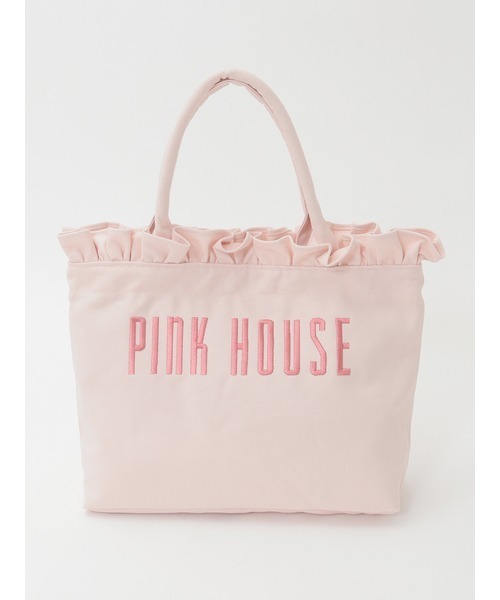 PINK HOUSE(ピンクハウス)の「ロゴ刺繍フリルバッグ(トートバッグ PINK HOUSE(ピンクハウス)の「ロゴ刺繍フリルバッグ(トートバッグ
