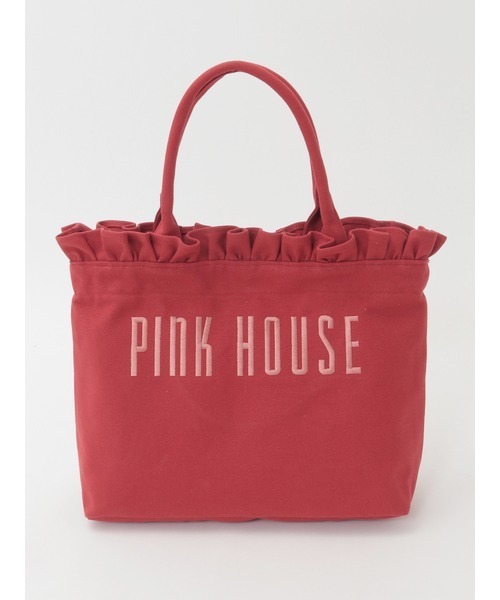 PINK HOUSE（ピンクハウス）の「ロゴ刺繍フリルバッグ（トートバッグ