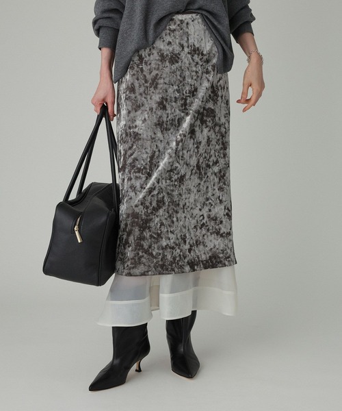 BABYLONE（バビロン）の「ベロアレイヤードスカート（スカート・レディース・グレー/ブラウン・38inch/36inch）」の2枚目の写真