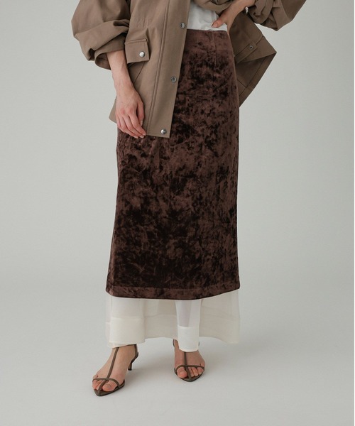 BABYLONE（バビロン）の「ベロアレイヤードスカート（スカート・レディース・グレー/ブラウン・38inch/36inch）」の7枚目の写真