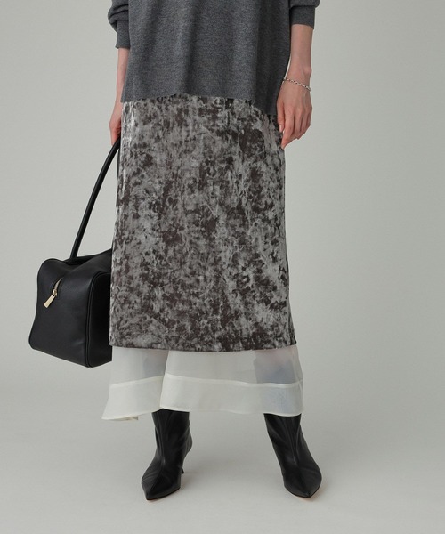 BABYLONE（バビロン）の「ベロアレイヤードスカート（スカート・レディース・グレー/ブラウン・38inch/36inch）」の10枚目の写真