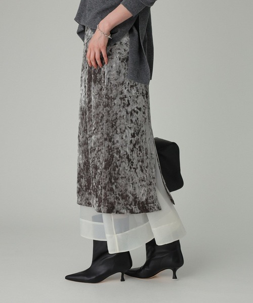 BABYLONE（バビロン）の「ベロアレイヤードスカート（スカート・レディース・グレー/ブラウン・38inch/36inch）」の11枚目の写真