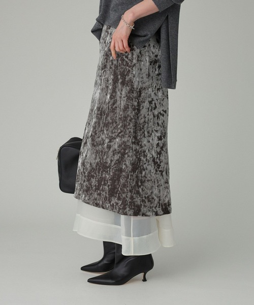 BABYLONE（バビロン）の「ベロアレイヤードスカート（スカート・レディース・グレー/ブラウン・38inch/36inch）」の12枚目の写真