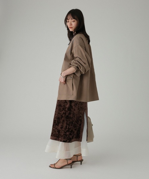 BABYLONE（バビロン）の「ベロアレイヤードスカート（スカート・レディース・グレー/ブラウン・38inch/36inch）」の5枚目の写真