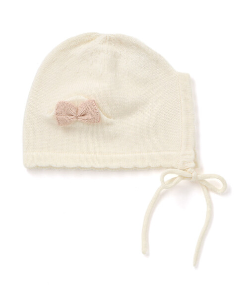 SLAP SLIP BABY(スラップスリップベビー)の「リボン付きぴょっこりネコ耳ニット帽ベビー(44~48cm)(その他ベビー用品・キッズ・ピンク/オフホワイト・FREE)」の8枚目の写真