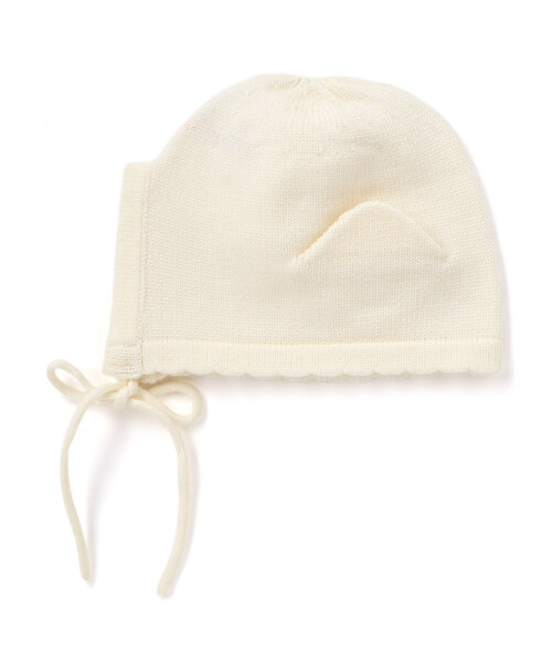 SLAP SLIP BABY(スラップスリップベビー)の「リボン付きぴょっこりネコ耳ニット帽ベビー(44~48cm)(その他ベビー用品・キッズ・ピンク/オフホワイト・FREE)」の9枚目の写真