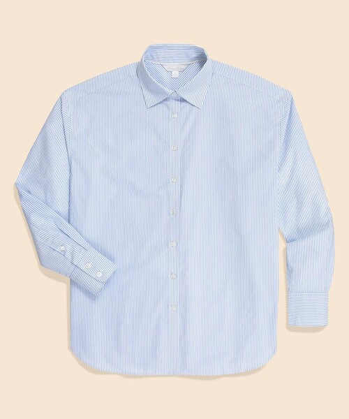 BROOKS BROTHERS（ブルックスブラザーズ）の「コットンポプリン　リラックスフィット　ストライプシャツ（シャツ/ブラウス・レディース・ホワイト×ブルー・LARGE/X-SMALL/MEDIUM/SMALL）」の5枚目の写真