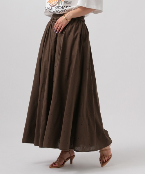 BAYFLOW（ベイフロー）の「ドット刺繍フレアスカート（スカート・レディース・ブラウン/ホワイト/ブラック・FREE）」の3枚目の写真