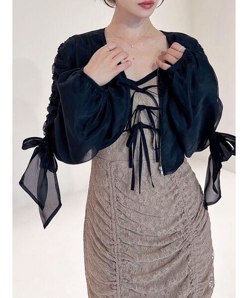 RESEXXY（リゼクシー）の「ビッグリボンシアーブルゾン（ブルゾン・レディース・ブラック/ホワイト/ピンク・FREE）」の2枚目の写真