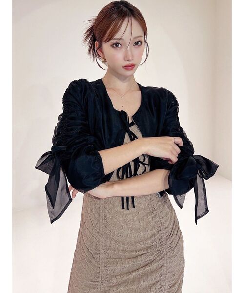 RESEXXY（リゼクシー）の「ビッグリボンシアーブルゾン（ブルゾン・レディース・ブラック/ホワイト/ピンク・FREE）」の4枚目の写真