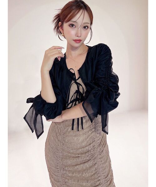 RESEXXY（リゼクシー）の「ビッグリボンシアーブルゾン（ブルゾン・レディース・ブラック/ホワイト/ピンク・FREE）」の6枚目の写真