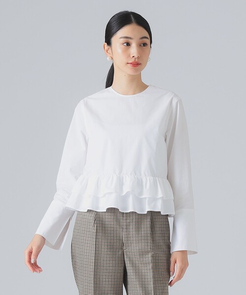 EFFE BEAMS（エッフェビームス）の「フリル ボトム ブラウス（シャツ/ブラウス・レディース・ネイビー/ホワイト・38/36）」の6枚目の写真