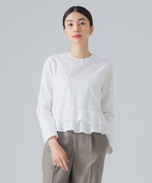 EFFE BEAMS（エッフェビームス）の「フリル ボトム ブラウス（シャツ/ブラウス・レディース・ネイビー/ホワイト・38/36）」の7枚目の写真