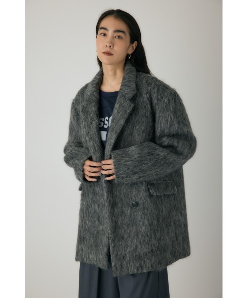 crie conforto（クリーコンフォルト）の「シャギーパデッドショルダーコート　ジャケット / アウター / 冬服 / ジャケット / ウール混（チェスターコート・レディース・モカ/グレー・FREE）」の10枚目の写真