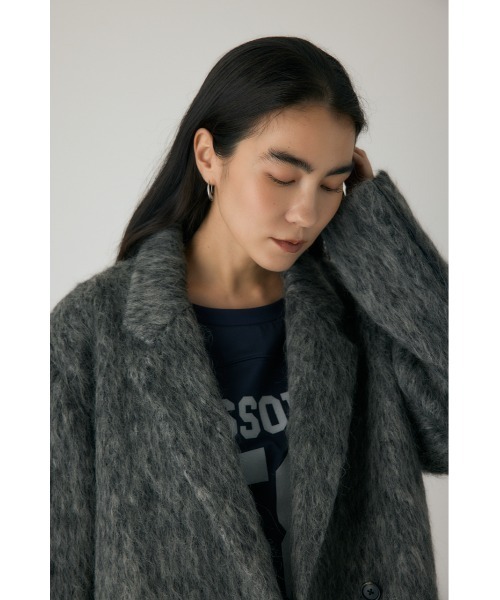 crie conforto（クリーコンフォルト）の「シャギーパデッドショルダーコート　ジャケット / アウター / 冬服 / ジャケット / ウール混（チェスターコート・レディース・モカ/グレー・FREE）」の12枚目の写真