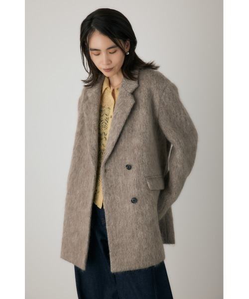 crie conforto（クリーコンフォルト）の「シャギーパデッドショルダーコート　ジャケット / アウター / 冬服 / ジャケット / ウール混（チェスターコート・レディース・モカ/グレー・FREE）」の9枚目の写真