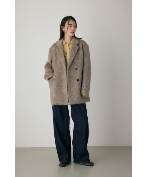 crie conforto（クリーコンフォルト）の「シャギーパデッドショルダーコート　ジャケット / アウター / 冬服 / ジャケット / ウール混（チェスターコート・レディース・モカ/グレー・FREE）」の3枚目の写真