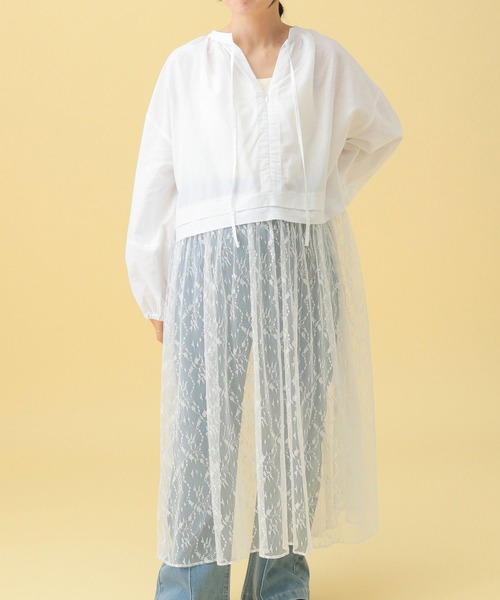 セール】【産前・産後対応】マタニティ／レース切り替えワンピース