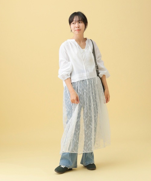 LEPSIM(レプシィム)の「【産前・産後対応】マタニティ/レース切り替えワンピース 583529(マタニティウェア/グッズ・レディース・オフホワイト/ブラック・FREE)」の8枚目の写真