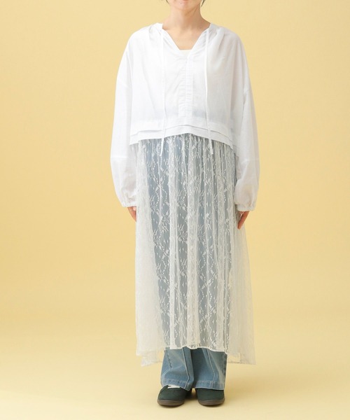 LEPSIM(レプシィム)の「【産前・産後対応】マタニティ/レース切り替えワンピース 583529(マタニティウェア/グッズ・レディース・オフホワイト/ブラック・FREE)」の17枚目の写真