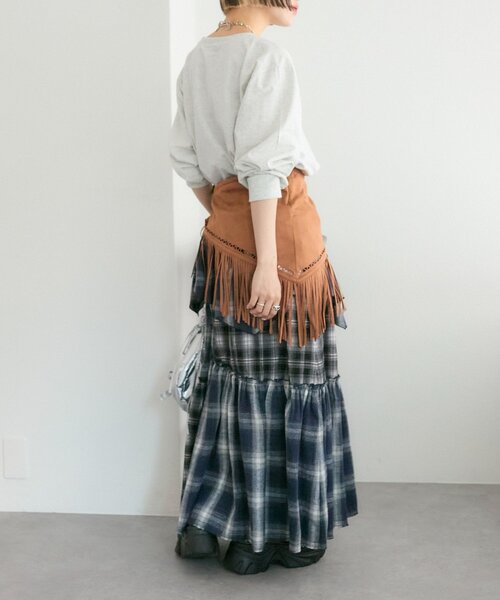 w closet(ダブルクローゼット)の「【25AW】【4色展開】柄アソートロンT(Tシャツ/カットソー・レディース・チャコールグレー/オフホワイト/ピンク/グリーン・FREE)」の22枚目の写真