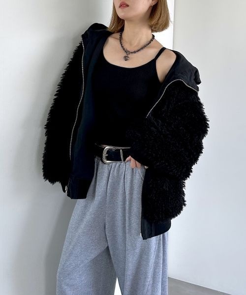 PAGEBOY（ページボーイ）の「リバーシブルファーN2B/ブルゾン【軽量・リバーシブル・ファーとブルゾンの２WAY仕様】（ブルゾン・レディース・モカ/ブラック/オフホワイト・FREE）」の16枚目の写真