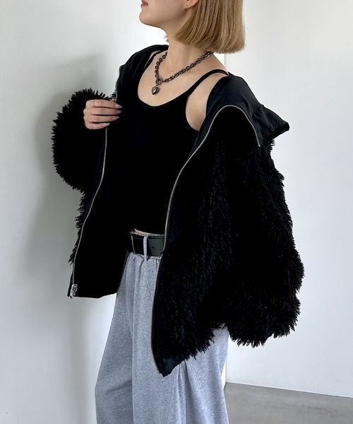 PAGEBOY（ページボーイ）の「リバーシブルファーN2B/ブルゾン【軽量・リバーシブル・ファーとブルゾンの２WAY仕様】（ブルゾン・レディース・モカ/ブラック/オフホワイト・FREE）」の17枚目の写真