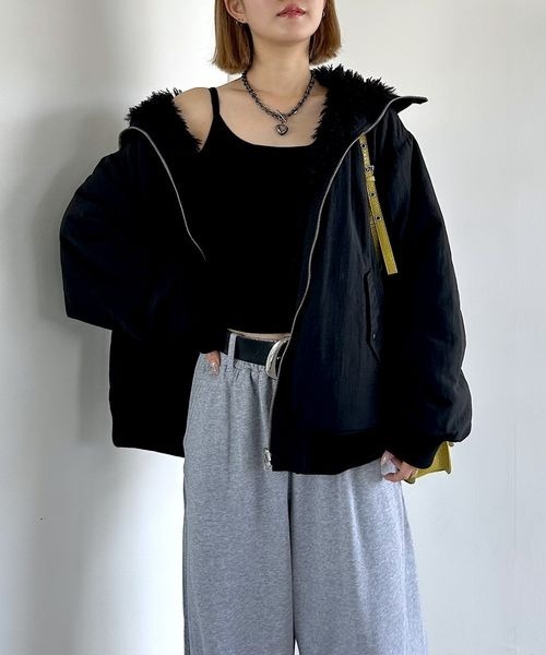 PAGEBOY（ページボーイ）の「リバーシブルファーN2B/ブルゾン【軽量・リバーシブル・ファーとブルゾンの２WAY仕様】（ブルゾン・レディース・モカ/ブラック/オフホワイト・FREE）」の18枚目の写真
