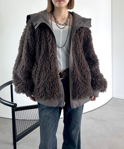 PAGEBOY（ページボーイ）の「リバーシブルファーN2B/ブルゾン【軽量・リバーシブル・ファーとブルゾンの２WAY仕様】（ブルゾン・レディース・モカ/ブラック/オフホワイト・FREE）」の14枚目の写真