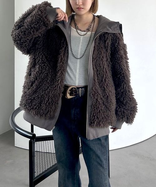 PAGEBOY（ページボーイ）の「リバーシブルファーN2B/ブルゾン【軽量・リバーシブル・ファーとブルゾンの２WAY仕様】（ブルゾン・レディース・モカ/ブラック/オフホワイト・FREE）」の15枚目の写真