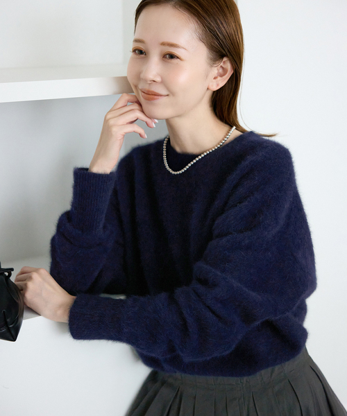 SLOBE IENA（スローブイエナ）の「フォックスアルパカプルオーバー（ニット/セーター・レディース・ホワイト/チャコールグレー/ネイビー/ブラウン/レッド・FREE）」の4枚目の写真