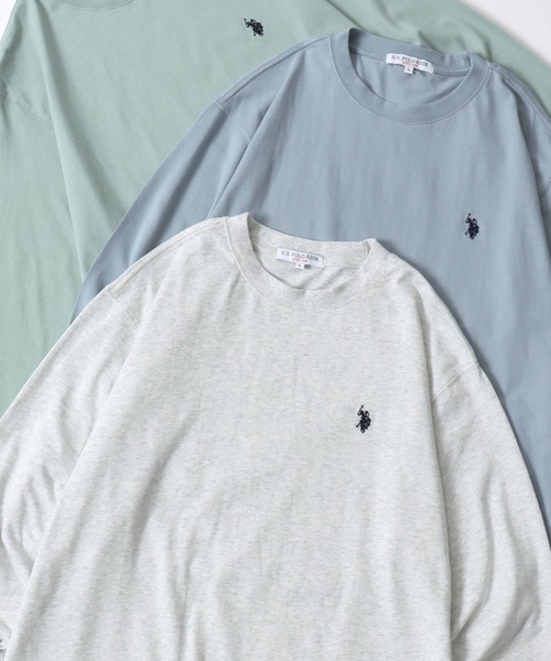 U.S. POLO ASSN.(ユーエスポロアッスン)の「U.S. POLO ASSN./ユーエスポロアッスン オーバーサイズ ワンポイント刺繍 長袖Tシャツ ロンT レディース メンズ(Tシャツ/カットソー・メンズ・ブラック/ライトベージュ/オフホワイト/グリーン/オートミール/ネイビー/グレイッシュブルー・LL/M/L)」の3枚目の写真