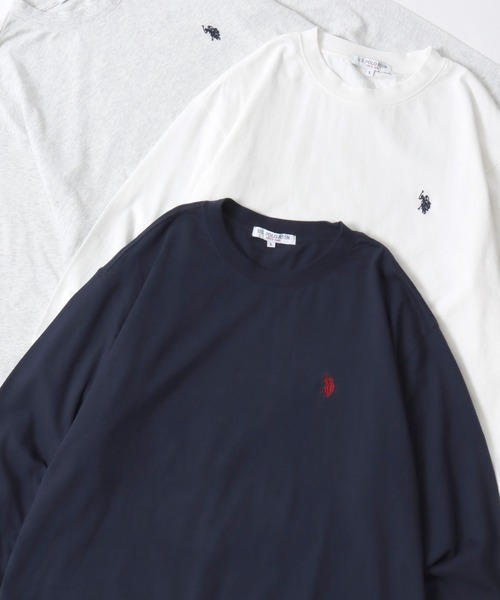 U.S. POLO ASSN.(ユーエスポロアッスン)の「U.S. POLO ASSN./ユーエスポロアッスン オーバーサイズ ワンポイント刺繍 長袖Tシャツ ロンT レディース メンズ(Tシャツ/カットソー・メンズ・ブラック/ライトベージュ/オフホワイト/グリーン/オートミール/ネイビー/グレイッシュブルー・LL/M/L)」の6枚目の写真
