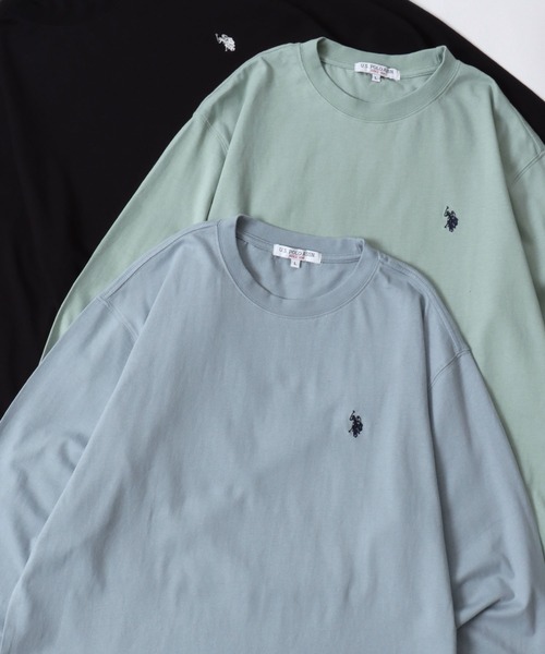 U.S. POLO ASSN.(ユーエスポロアッスン)の「U.S. POLO ASSN./ユーエスポロアッスン オーバーサイズ ワンポイント刺繍 長袖Tシャツ ロンT レディース メンズ(Tシャツ/カットソー・メンズ・ブラック/ライトベージュ/オフホワイト/グリーン/オートミール/ネイビー/グレイッシュブルー・LL/M/L)」の7枚目の写真