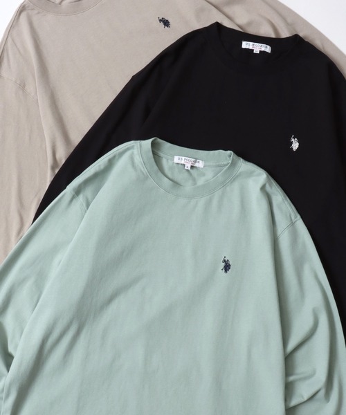U.S. POLO ASSN.(ユーエスポロアッスン)の「U.S. POLO ASSN./ユーエスポロアッスン オーバーサイズ ワンポイント刺繍 長袖Tシャツ ロンT レディース メンズ(Tシャツ/カットソー・メンズ・ブラック/ライトベージュ/オフホワイト/グリーン/オートミール/ネイビー/グレイッシュブルー・LL/M/L)」の5枚目の写真