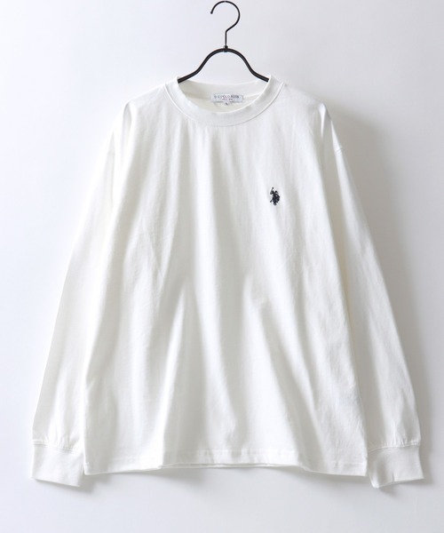 U.S. POLO ASSN.(ユーエスポロアッスン)の「U.S. POLO ASSN./ユーエスポロアッスン オーバーサイズ ワンポイント刺繍 長袖Tシャツ ロンT レディース メンズ(Tシャツ/カットソー・メンズ・ブラック/ライトベージュ/オフホワイト/グリーン/オートミール/ネイビー/グレイッシュブルー・LL/M/L)」の8枚目の写真