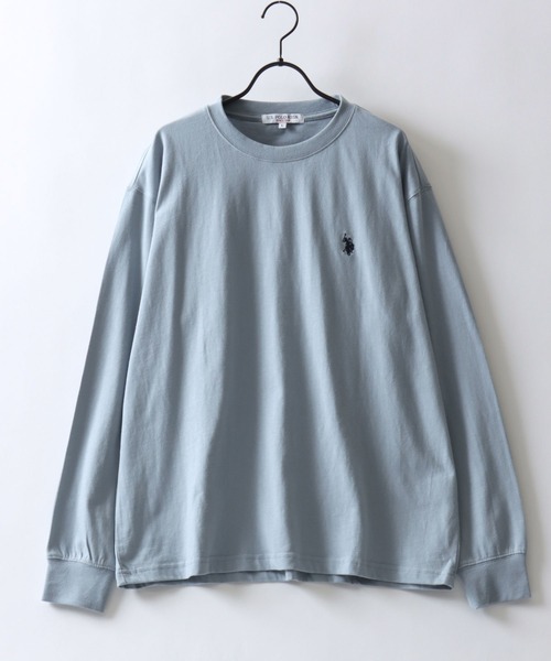U.S. POLO ASSN.(ユーエスポロアッスン)の「U.S. POLO ASSN./ユーエスポロアッスン オーバーサイズ ワンポイント刺繍 長袖Tシャツ ロンT レディース メンズ(Tシャツ/カットソー・メンズ・ブラック/ライトベージュ/オフホワイト/グリーン/オートミール/ネイビー/グレイッシュブルー・LL/M/L)」の14枚目の写真