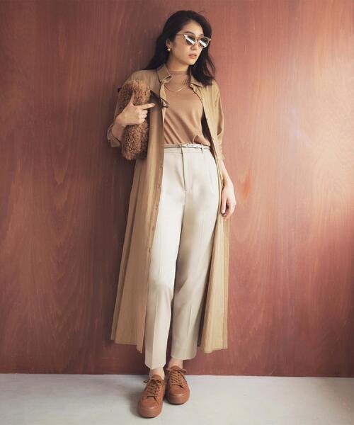 UNTITLED（アンタイトル）の「【前開きボタン/ベルト付/羽織シャツ/】2WAYトレンチ風ワンピース（ワンピース・レディース・キャメル/ブラック・00/01/02/03/04/44）」の11枚目の写真