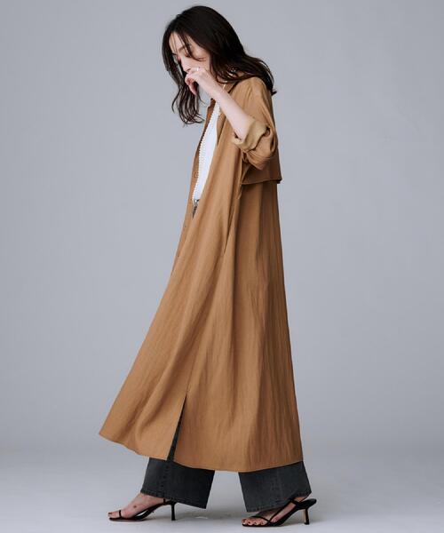 UNTITLED（アンタイトル）の「【前開きボタン/ベルト付/羽織シャツ/】2WAYトレンチ風ワンピース（ワンピース・レディース・キャメル/ブラック・00/01/02/03/04/44）」の9枚目の写真