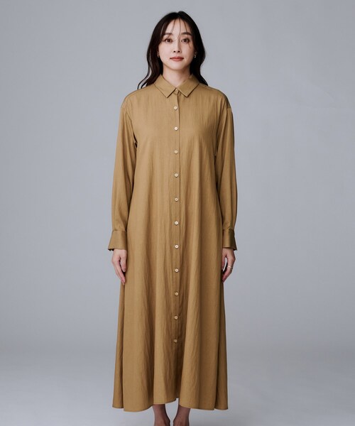 UNTITLED（アンタイトル）の「【前開きボタン/ベルト付/羽織シャツ/】2WAYトレンチ風ワンピース（ワンピース・レディース・キャメル/ブラック・00/01/02/03/04/44）」の20枚目の写真
